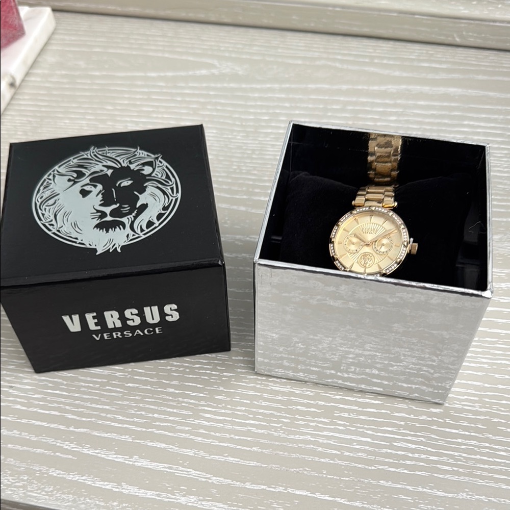 Sertie Crystal Multifunction 36MM Goldtone Stainless Steel Bracelet Watch